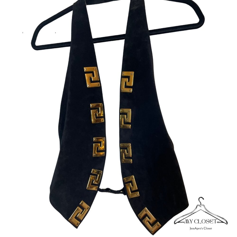 100% Leather Vest with Gold Detail